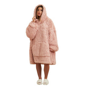 Fluffy Long Fibre Sherpa Hooded Blanket Plush Fleece Soft Throw