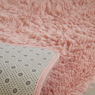 Fluffy Rug Anti-Slip Plain Shaggy Floor Mat - 4