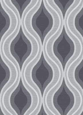 Fluid Curves Geometric  Blown Vinyl  Wallpaper