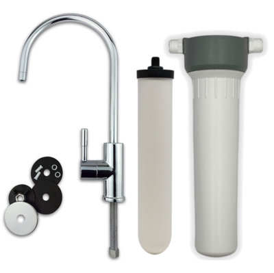 Fluoride and Heavy Metal Removal Water Filter System with Newton Ultra Ceramic Candle and Chrome Tap