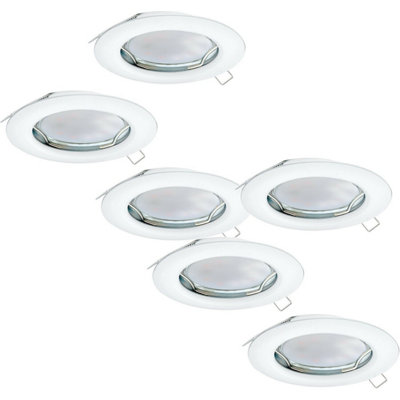 Flush and Recessed Ceiling Downlights - 2 Pack and 3 Pack in White Steel with GU10 Bulbs