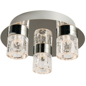 Flush Bathroom Ceiling Light Bubble Glass IP44 Warm White LED Lamp Chandelier
