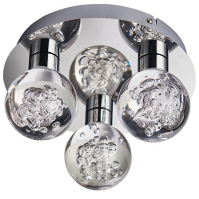 Flush Bathroom Ceiling Light IP44 Warm White LED Ball Modern Chrome