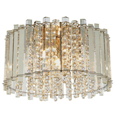 Flush Ceiling Light Clear Crystal & Chrome Plate 4 x 28W G9 clearule