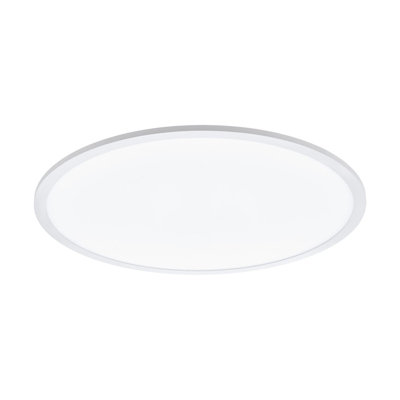 Flush Ceiling Light Colour White Shade Round White Plastic Bulb LED 30W Included