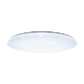 Flush Ceiling Light Colour White Shade White Plastic With Crystal Effect LED 80W