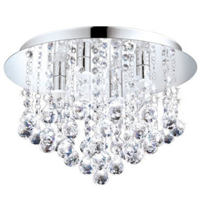 Flush Ceiling Light IP44 Bathroom Colour Chrome Shade Clear Crystal Bulb G9 4x3W