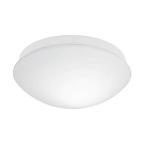 Flush Ceiling Light IP44 Bathroom Colour White Shade White Glass Bulb E27 1x20W
