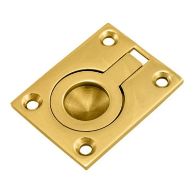 Flush Ring Pull Handle 38mm x 50mm Polished Brass Flush Hatch Locker ...
