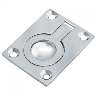 Flush Ring Recessed Pull Handle 50 x 38mm 8mm Depth Polished Chrome Sliding Door