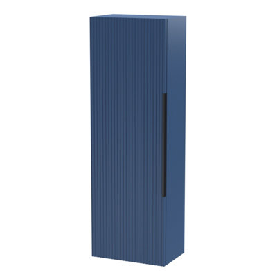 Fluted Front Wall Hung Single Door Tall Bathroom Storage Unit, 400mm ...
