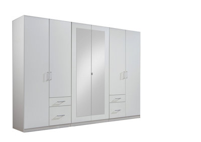 Fly 6 Door 4 Drawer with 2 mirror 270 wide wardrobe