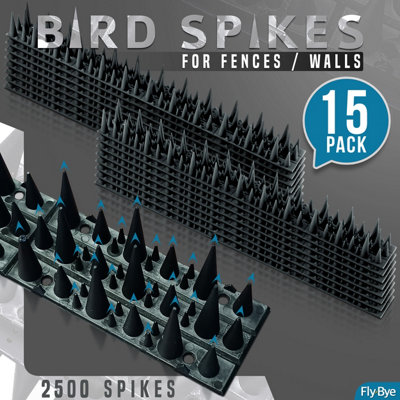 Fly-Bye Anti Bird Spikes - 6m Coverage with 2500 Spikes - Pigeon and ...