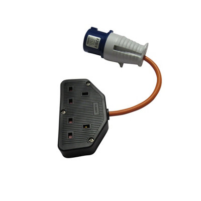 Fly Lead Converter 16A to Double 13A Sockets (240V Dual 2 Gang Camp Site Hook Up Adaptor 3 Pin) - 4