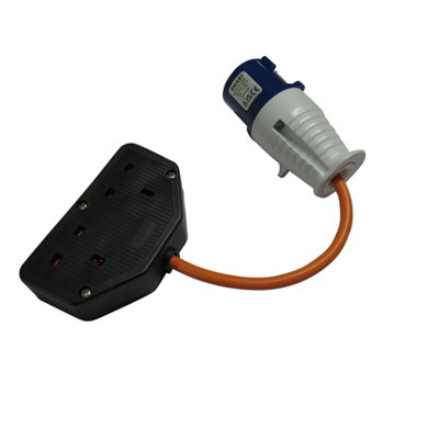 Fly Lead Converter 16A to Double 13A Sockets (240V Dual 2 Gang Camp Site Hook Up Adaptor 3 Pin) - 5