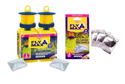 Fly Max Liquid Fly Traps & Bait Refills Outdoor Fly Max Catcher Baited ...