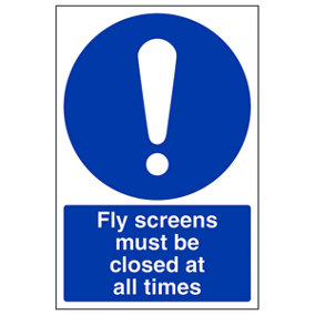 Fly Screens Must Be Closed At All Times Catering Sign - Rigid Plastic - 200x300mm (x3)