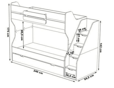 Fly White Children's Bunk Bed with Pull Out Trundle