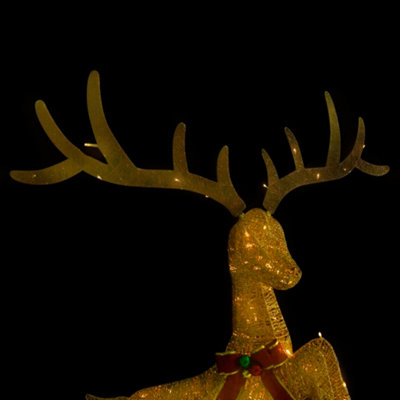Flying Reindeer Christmas Decoration 120 LEDs Gold Warm White - 4