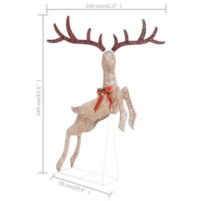 Flying Reindeer Christmas Decoration 120 LEDs Gold Warm White - 9