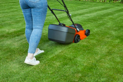 Flymo 36V EasiStore 340R Cordless Lawnmower 34cm Twin 18v & Grass ...