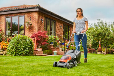 FLYMO 36V ULTRASTORE 340R CORDLESS LAWNMOWER 34CM TWIN 18V & GRASS ...