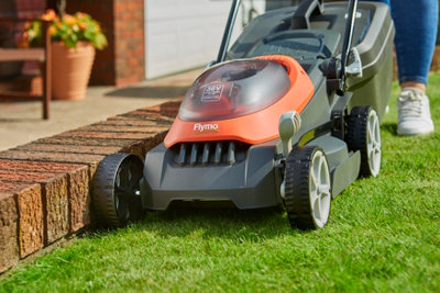 FLYMO 36V ULTRASTORE 340R CORDLESS LAWNMOWER 34CM TWIN 18V & GRASS ...