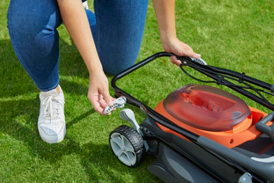 Flymo 36V UltraStore 340R Cordless Lawnmower Mower 34cm Twin 18v Bosch ...