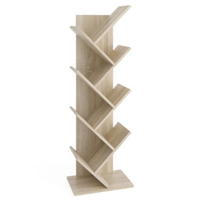 FMD Standing Geometric Bookshelf Oak