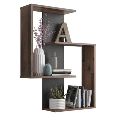 FMD Wall-mounted Reversed Shelf Reverse Old Style Dark Matera | DIY at B&Q