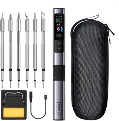 FNIRSI HS-02A 6 Tips (B, C2, I, JS, K, KU) Intelligent Soldering Iron