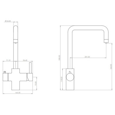 FNX Bathrooms 3-in-1 Instant Boiling Water Kitchen Tap & 2.4L Boiler - Brushed Steel with Child Lock & 360 Swivel Spout