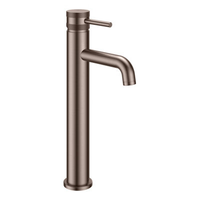 FNX Bathrooms Tall Basin Mixer Tap - Single Lever, Solid Brass, Brushed Bronze Finish (Includes Knurled Handle)