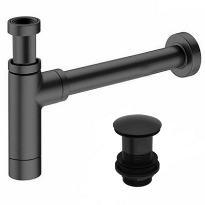 FNX Matt Black Unslotted Basin Waste & Bottle Trap Kit - Solid Brass, Adjustable, UK Standard Fit Price Comparisons | Compare The Build
