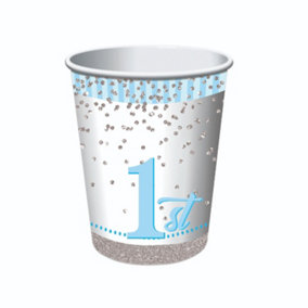 Fo Novelties 1st Birthday Party Cup White/Sky Blue/Metallic Silver (One Size)