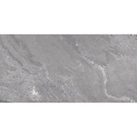 Fog Anthracite Marble Effect Glossy 100mm x 100mm Ceramic Wall Tile SAMPLE