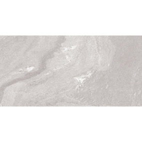 Fog Light Grey Marble Effect Glossy 100mm x 100mm Ceramic Wall Tile SAMPLE