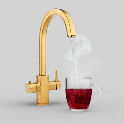 Fohen Florence Brushed Gold 3 in 1 Instant Boiling Water Tap