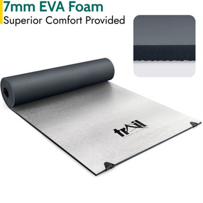 Foil Camping Mat 7mm Thick Aluminium Sleeping Roll Pad Waterproof Thermal Black Trail