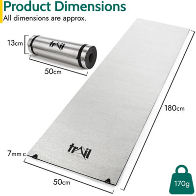 Foil Camping Mat 7mm Thick Aluminium Sleeping Roll Pad Waterproof Thermal Black Trail - 7