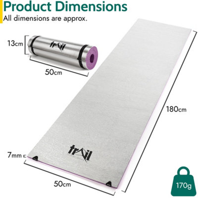 Foil Camping Mat 7mm Thick Aluminium Sleeping Roll Pad Waterproof Thermal Purple Trail - 7