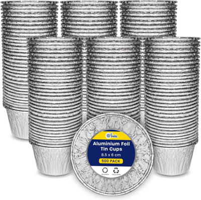 Foil Pie Cases 500 Pack Aluminium Foil Tin Cups 200ml Reusable Cupcake ...