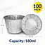 Foil Pudding Cups (100 Pack) for Baking and Round Puddings, 180ml Reusable and Recyclable Aluminium Dishes for Desserts