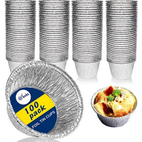 Foil Pudding Cups for Baking and Round Puddings, 180ml Reusable and Recyclable Aluminium Dishes for Desserts (100 Pack)