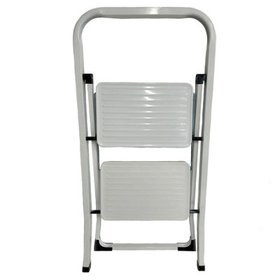 Foldable 2 Tread Step Ladder Non Slip Portable Stepladder Safety Steel ...