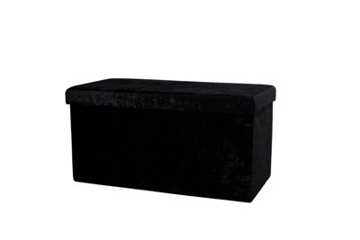 Foldable 76x38cm Crushed Velvet Storage Bench Box Chest Ottoman