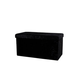 Foldable 76x38cm Crushed Velvet Storage Bench Box Chest Ottoman Footstool Charcoal