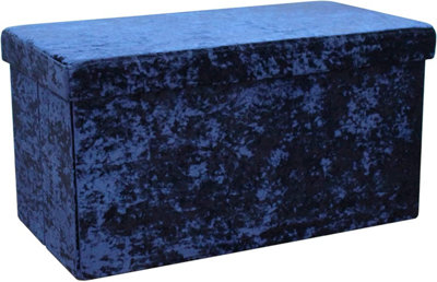 Foldable 76x38cm Crushed Velvet Storage Bench Box Chest Ottoman
