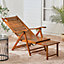 Foldable Adjustable Bamboo Indoor and Outdoor Wooden Rocking Chair Sun Lounge Recliner Chair Brown