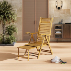 Foldable Adjustable Bamboo Indoor and Outdoor Wooden Rocking Chair Sun Lounge Recliner Chair